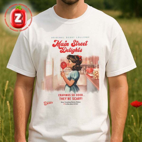 IT Movie Poster At Main Street Candy Shop In Derry Maine On 2025 Horror Retro Pop Artwork Unisex T-Shirt