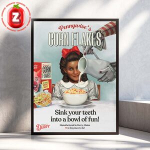 IT Movie Poster At Pennywise Corn Flakes Factory In Derry Maine On 2025 Creepy Cereal Advertisement Artwork Home Decor Poster Canvas