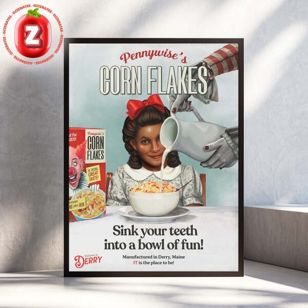 IT Movie Poster At Pennywise Corn Flakes Factory In Derry Maine On 2025 Creepy Cereal Advertisement Artwork Home Decor Poster Canvas