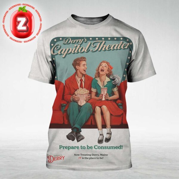 IT Welcome To Derry Movie Poster At Capitol Theater In Derry Maine On 2025 Horror Vintage Artwork All Over Print Shirt