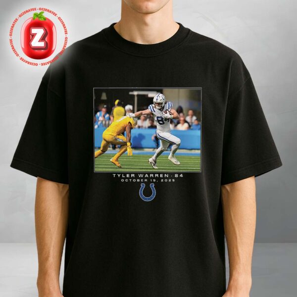 Indianapolis Colts Tyler Warren Black NFL Flash Features Week 7 Unisex T-Shirt