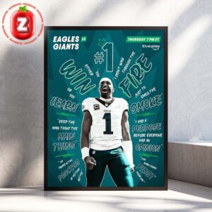 Jalen Hurts Eagles vs Giants Thursday Night Football Poster NFL 2025 Motivation Quote Artwork Home Decor Poster Canvas