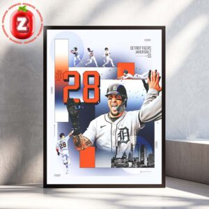 Javier Baez From Detroit Tigers Reached 28 Run Homer Detroit Tigers MLB 2025 Poster Baseball Power Artwork Home Decor Poster Canvas