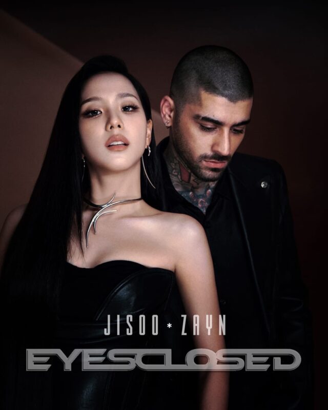 Jisoo And Zayn Music Poster At Worldwide Release In Global Cities On 2025 Eyes Closed Album Artwork