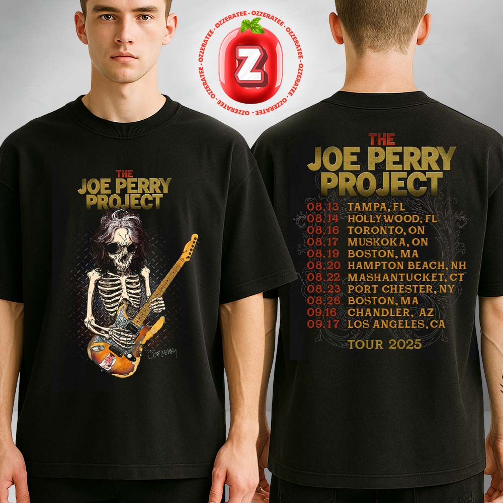 Joe Perry Fender Strat 2025 Itin Two Sides Unisex T-Shirt Joe Perry Fender Strat 2025 Itin Two Sides Unisex T-Shirt