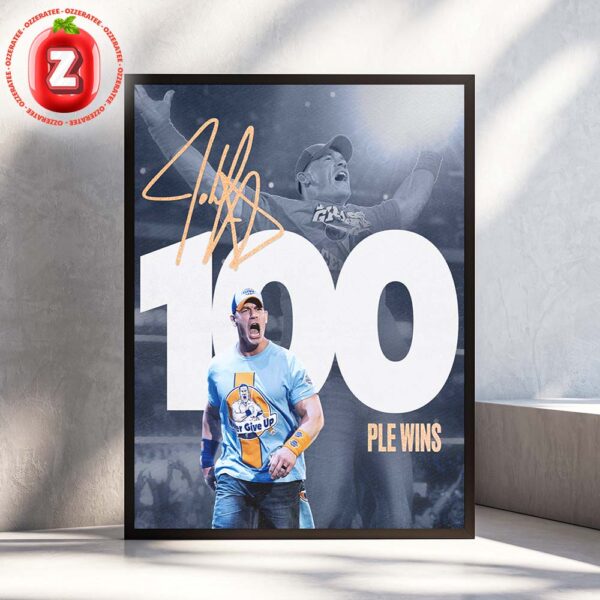 John Cena 100 PLE Wins WWE Milestone Celebration 2025 Wrestling Artwork Home Decor Poster Canvas