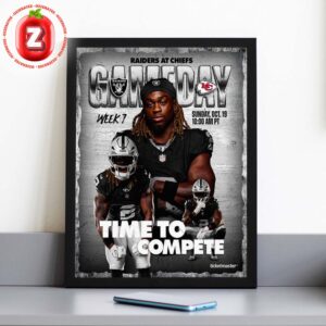 Las Vegas Raiders vs Kansas City Chiefs NFL Week 7 Matchup Poster On October 19 2025 Time To Compete Artwork Home Decor Poster Canvas