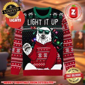 Light It Up Polar Bear LED Light-Up Ugly Christmas Sweater