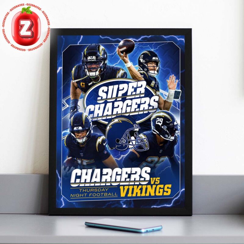 Los Angeles Chargers Vs Minnesota Vikings Game Poster Thursday Night Football NFL 2025 Home Decor Poster Canvas