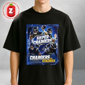 Los Angeles Chargers Vs Minnesota Vikings Game Poster Thursday Night Football NFL 2025 Unisex T-Shirt