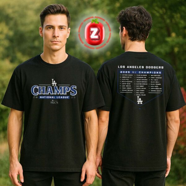 Los Angeles Dodgers 2025 National League Champions Bloop Single Roster Two Sides Unisex T-Shirt
