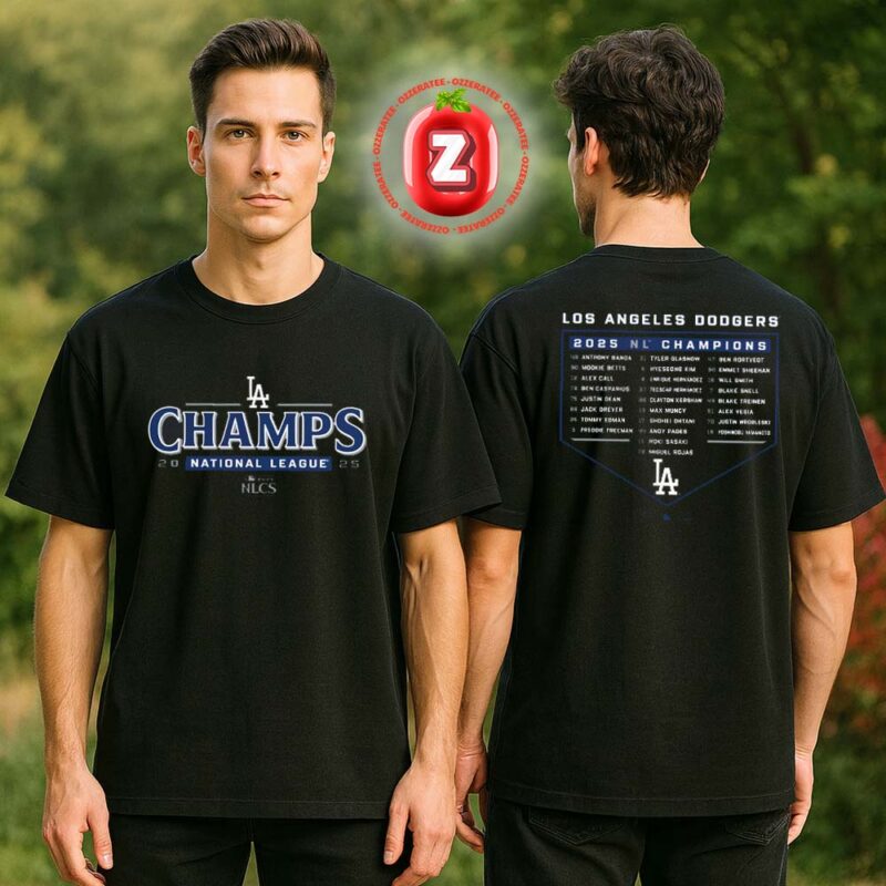 Los Angeles Dodgers 2025 National League Champions Bloop Single Roster Two Sides Unisex T Shirt
