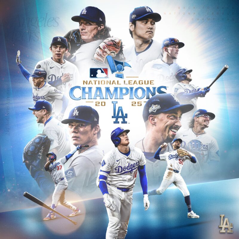 Los Angeles Dodgers National League Champs Poster 2025 MLB Postseason Baseball