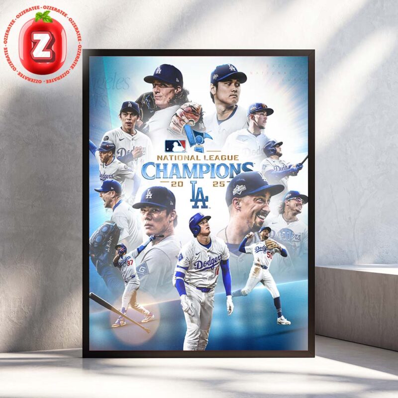Los Angeles Dodgers National League Champs Poster 2025 MLB Postseason Baseball Home Decor Poster Canvas