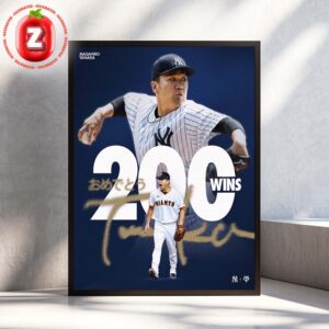 Masahiro Tanaka Commemorative Poster At Yankee Stadium And Tokyo Dome In New York And Tokyo On 2025 Baseball 200 Wins Celebration Home Decor Poster Canvas