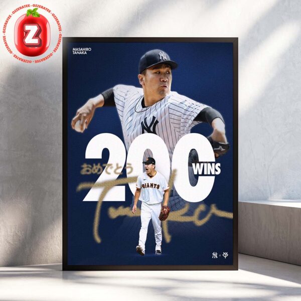 Masahiro Tanaka Commemorative Poster At Yankee Stadium And Tokyo Dome In New York And Tokyo On 2025 Baseball 200 Wins Celebration Home Decor Poster Canvas