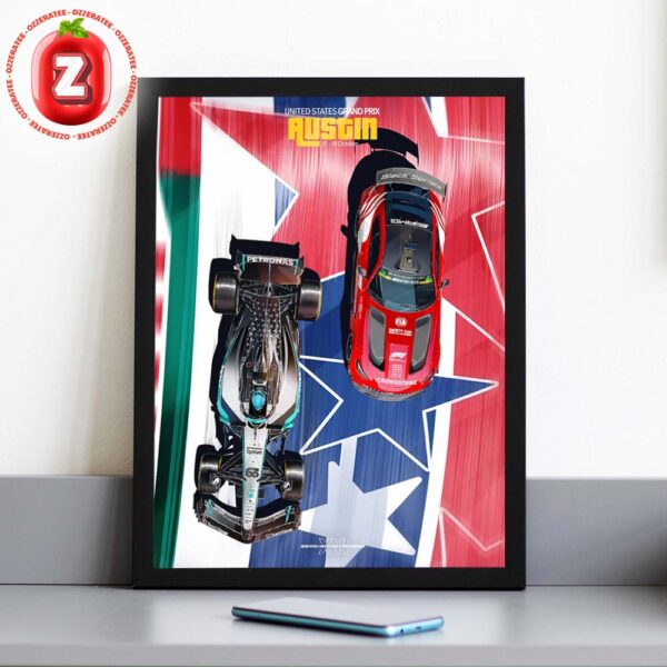 Mercedes AMG F1 United States Grand Prix Austin Poster 2025 American Flag Track Design Home Decor Poster Canvas