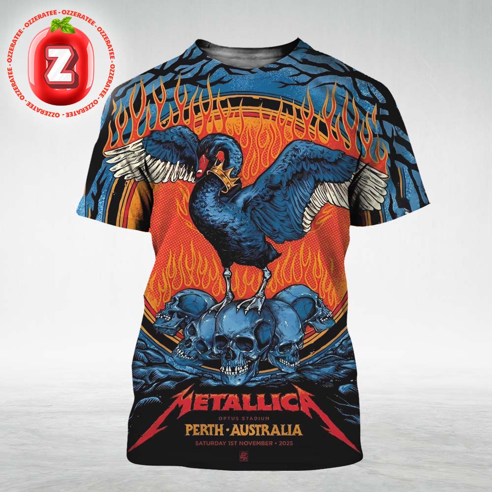 Metallica M72 Perth 2025 Pop Up Event Poster At Optus Stadium Perth In Australia On Saturday 1st November Art By Mentalben All Over Print Shirt
