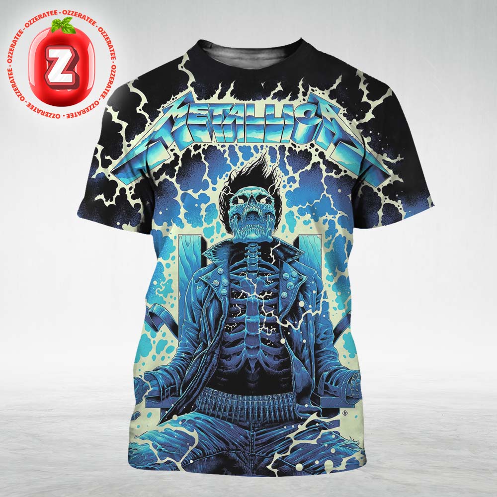 Metallica M72 Perth Ride The Lightning Skeleton Art 2025 Pop Up Shop For Optus Stadium Perth In Australia All Over Print Shirt