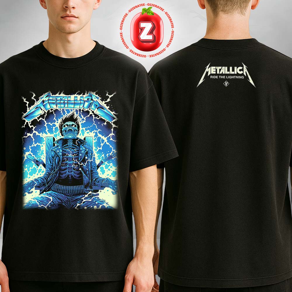 Metallica M72 Perth Ride The Lightning Skeleton Art 2025 Pop Up Shop For Optus Stadium Perth In Australia Two Sides Unisex T-Shirt