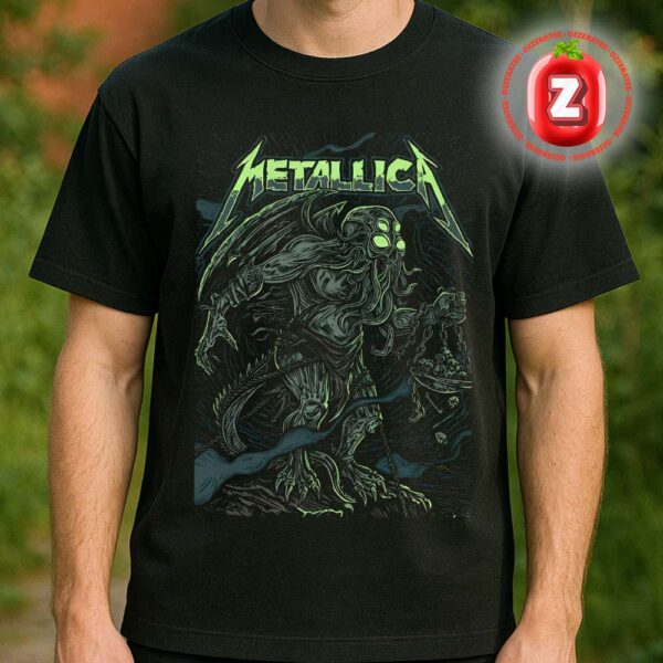 Metallica Venue Poster At Vertebrae33 Booth 1074 In New York City On October 9 2025 New York Comic Con And Justice For Ktulu Edition Unisex T-Shirt