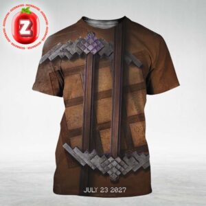 Minecraft Movie Poster Official Teaser Release On July 23 2027 Legendary Studio Pixel Pickaxe Artwork All Over Print Shirt