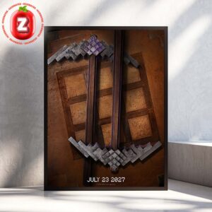 Minecraft Movie Poster Official Teaser Release On July 23 2027 Legendary Studio Pixel Pickaxe Artwork Home Decor Poster Canvas