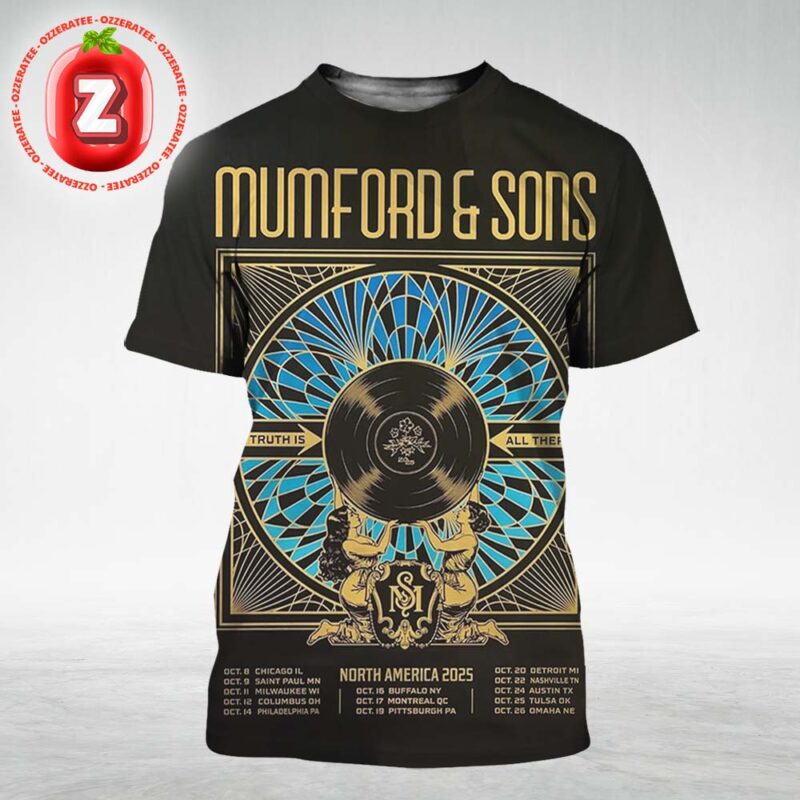 Mumford And Sons Tour Poster The Truth Is All There Is Across North America October 2025 Vinyl Record Art Deco Design All Over Print Shirt