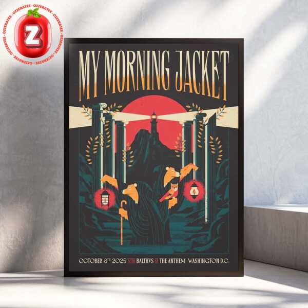 My Morning Jacket Concert Poster At The Anthem In Washington DC On October 8 2025 With Balthvs Lighthouse Mystic Artwork Home Decor Poster Canvas