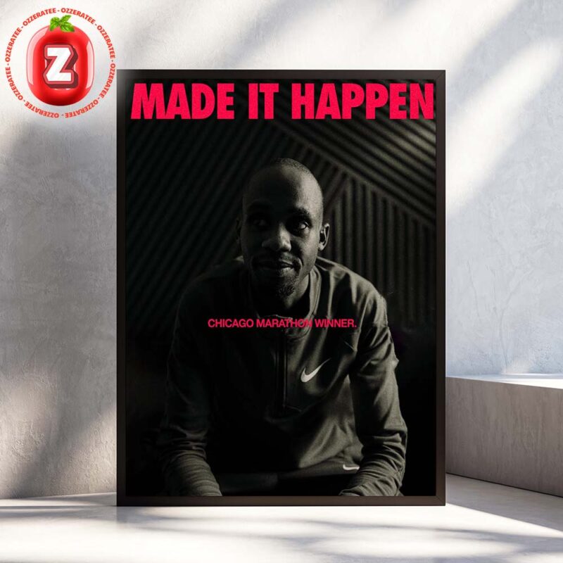 Nike Chicago Marathon 2025 Winner Jacob Kiplimo Made It Happen Motivationa Home Decor Poster Canvas