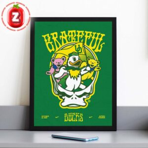 Oregon Ducks Grateful Ducks College Football 2025 Nike Collab Retro Mascot Artwork Home Decor Poster Canvas