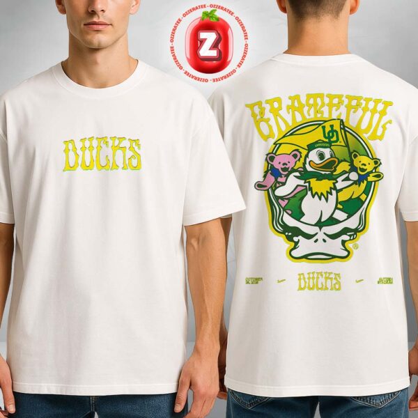 Oregon Ducks Grateful Ducks College Football 2025 Nike Collab Retro Mascot Artwork Two Sides Unisex T-Shirt