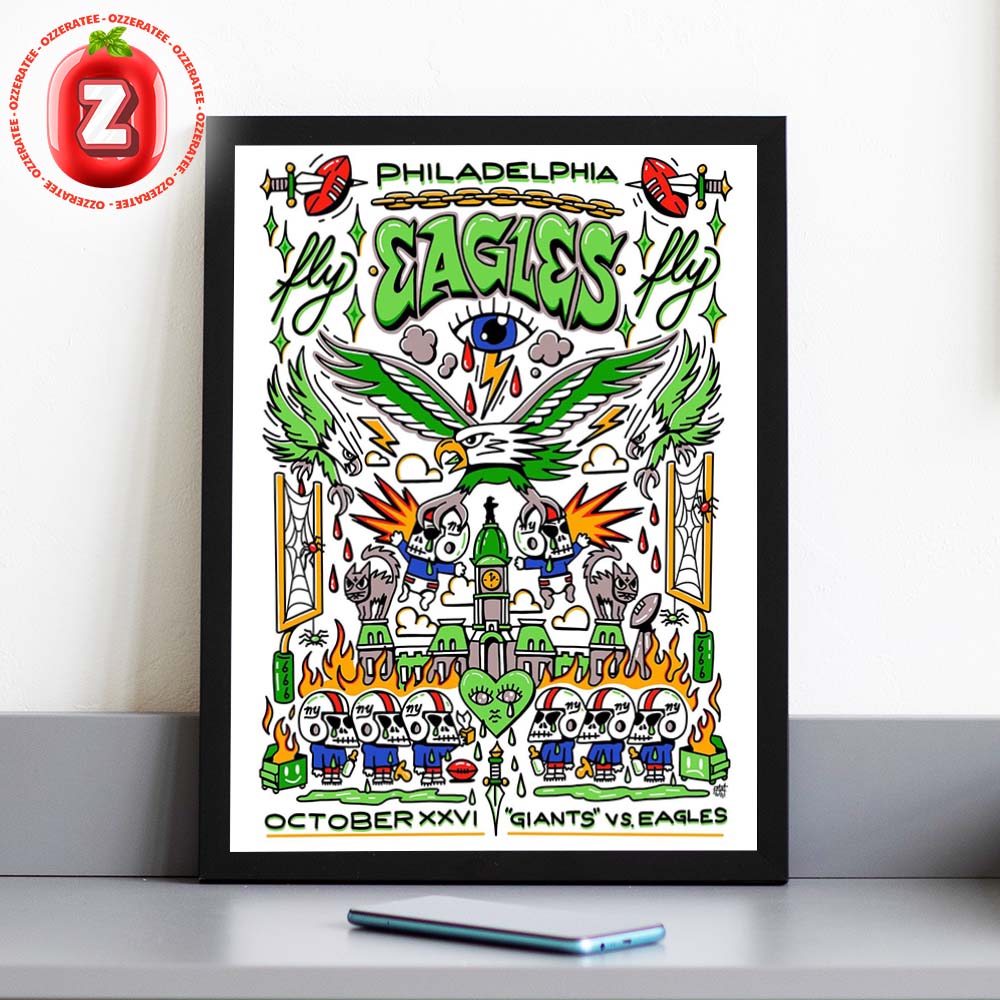 Philadelphia Eagles vs New York Giants NFL Game 2025 Fly Eagles Fly Halloween Cartoon Artwork Home Decor Poster Canvas Philadelphia Eagles vs New York Giants NFL Game 2025 Fly Eagles Fly Halloween Cartoon Artwork Home Decor Poster Canvas