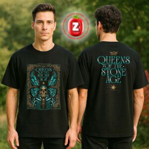 Queens Of The Stone Age Alive In The Catacombs Tour Poster At Teatro Lirico Giorgio Gaber In Milan Italy On October 18 2025 Gothic Skull Two Sides Unisex T-Shirt