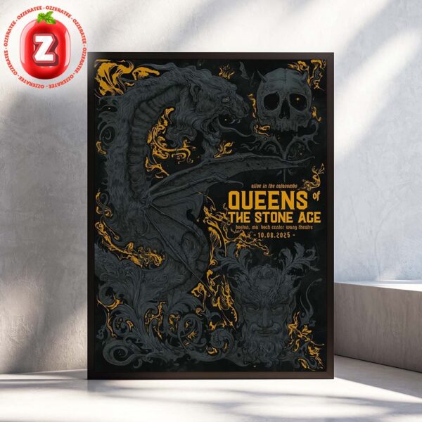 Queens Of The Stone Age Concert Poster At Boch Center Wang Theatre In Boston MA On October 8 2025 Alive In The Catacombs Gothic Beast Artwork Home Decor Poster Canvas