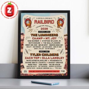 Railbird Festival 2026 Poster Lexington Kentucky The Lumineers Tyler Childers Music Lineup Art Print Home Decor Poster Canvas