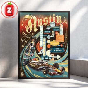 Red Bull Racing F1 Vintage Style Poster At Circuit Of The Americas In Austin On October 2025 Home Decor Poster Canvas