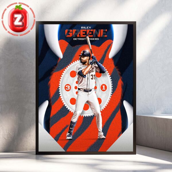 Riley Greene Detroit Tigers ALDS 2025 Poster Tiger Claw Power Baseball Artwork Home Decor Poster Canvas