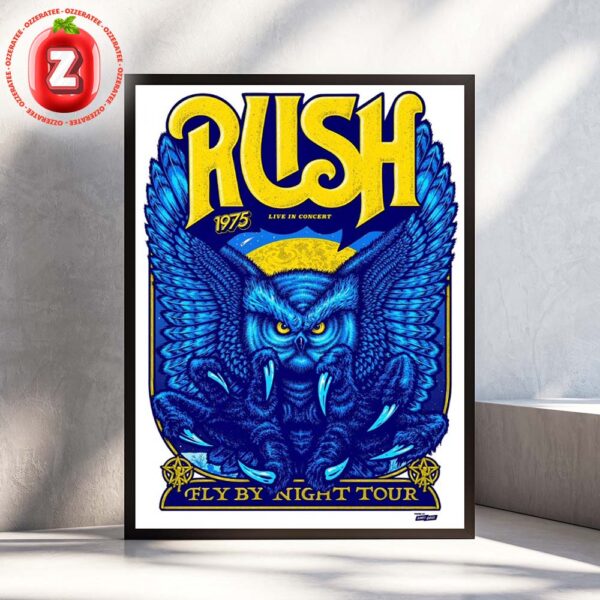 Rush Music Poster At Live Concert In Toronto Canada On 1975 Fly By Night Tour Blue Owl Artwork Home Decor Poster Canvas