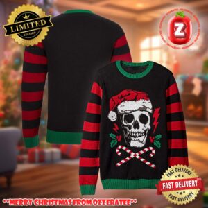Santa Claus Skull LED Light-Up Ugly Christmas Sweater 2025