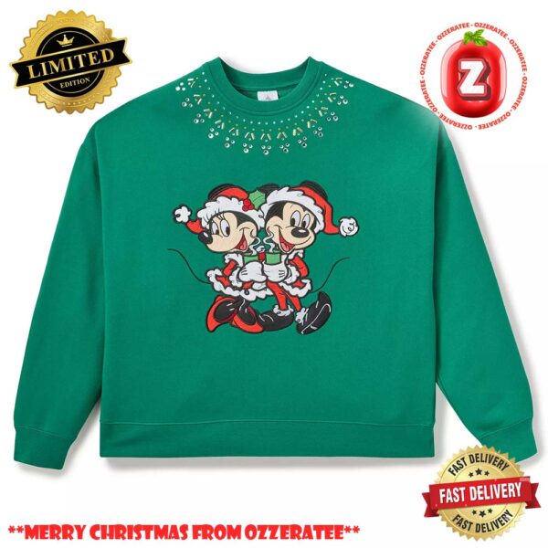 Santa Mickey And Minnie Mouse Holiday Pullover Sweatshirt 2025