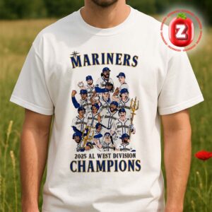 Seattle Mariners 2025 AL West Division Champions Team Celebration Cartoon Graphic MLB Unisex T-Shirt