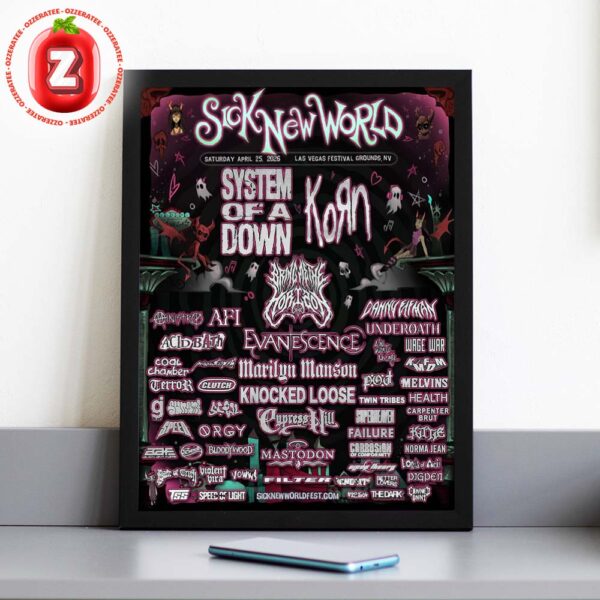 Sick New World Festival Poster At Las Vegas Festival Grounds On April 25 2026 Heavy Metal Rock Lineup Artwork Home Decor Poster Canvas