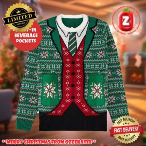Snowflake Suit W Drink Pockets Santa Claus Ugly Christmas Sweater