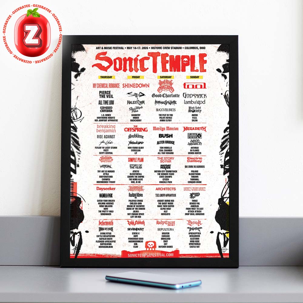 Sonic Temple Festival 2026 Lineup Poster At Historic Crew Stadium In Columbus OH Featuring My Chemical Romance Home Decor Poster Canvas Sonic Temple Festival 2026 Lineup Poster At Historic Crew Stadium In Columbus OH Featuring My Chemical Romance Home Decor Poster Canvas