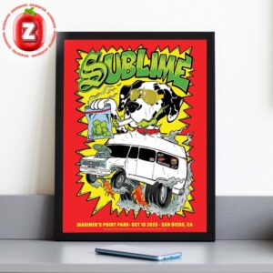 Sublime Live Poster At Mariners Point Park In San Diego California On October 18 2025 Smoking Dog Van Cartoon Artwork Home Decor Poster Canvas