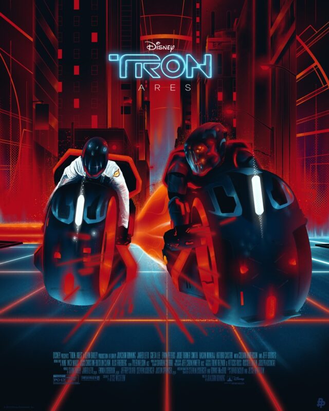 TRON Ares Movie Poster Official Artwork by Disney 2025 Neon Lightcycle Chase Futuristic