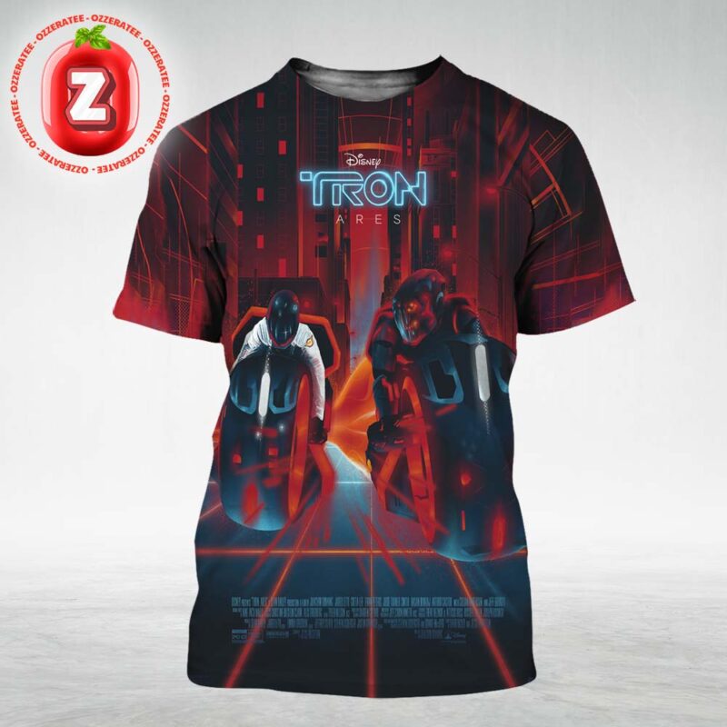 TRON Ares Movie Poster Official Artwork by Disney 2025 Neon Lightcycle Chase Futuristic All Over Print Shirt