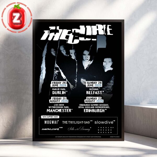 The Cure Concert Music Poster At Marlay Park In Dublin On June 26 2026 Dark Gothic Artwork Home Decor Poster Canvas