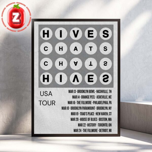 The Hives And The Chats Tour Dates Poster USA Tour Across North America March 2026 Home Decor Poster Canvas